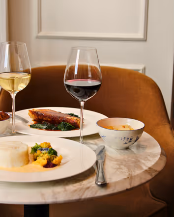 Table Set with Dishes at the Noucha Restaurant 