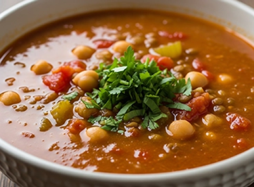 Soupe végétarienne riche en protéines