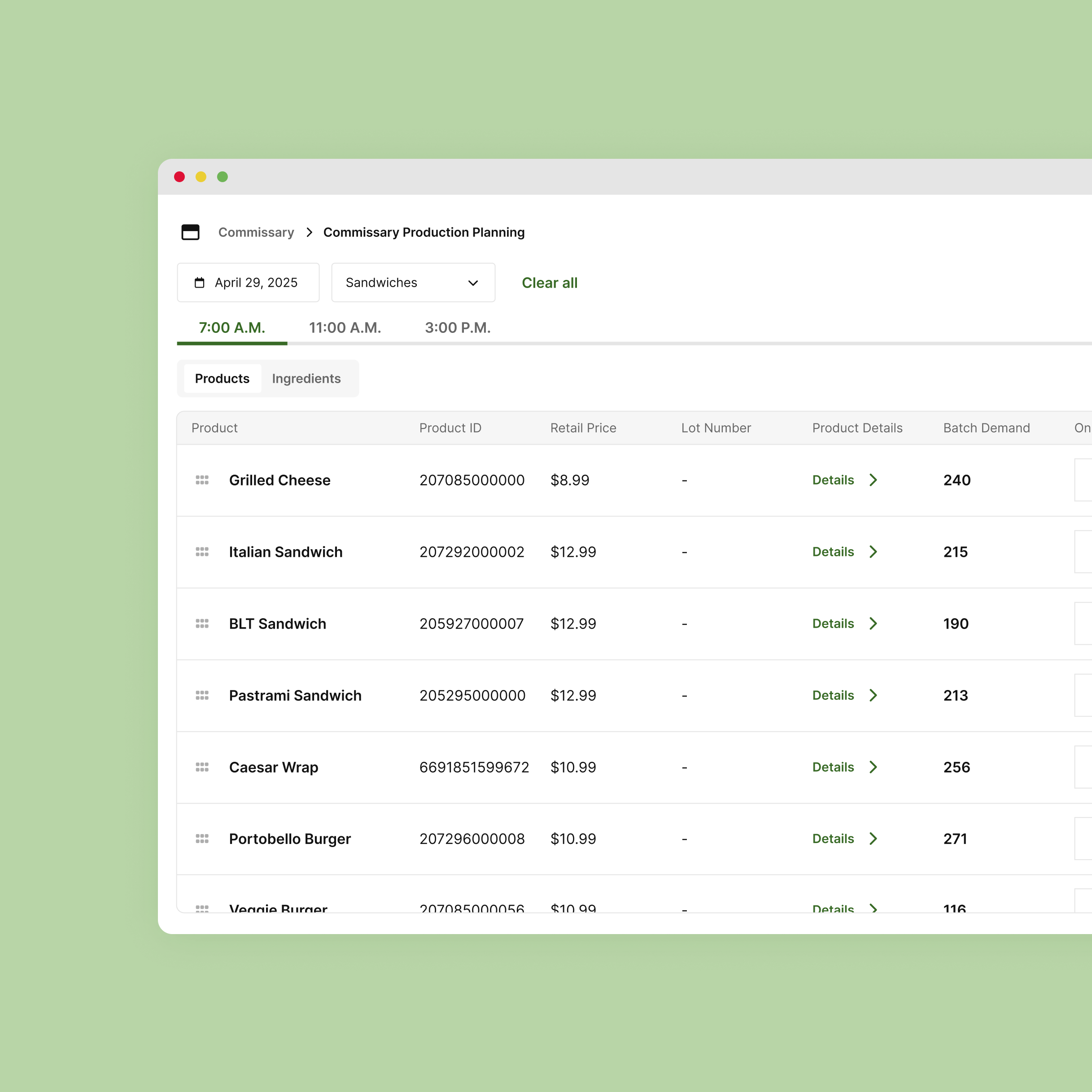 Organizing your order list