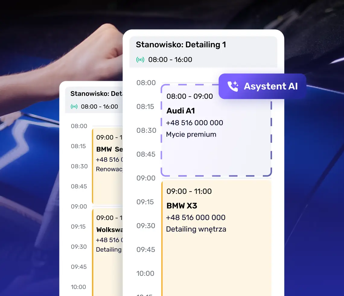 Terminarz warsztatu z wypełnionymi zleceniami umówionymi online przez DobryMechanik.pl