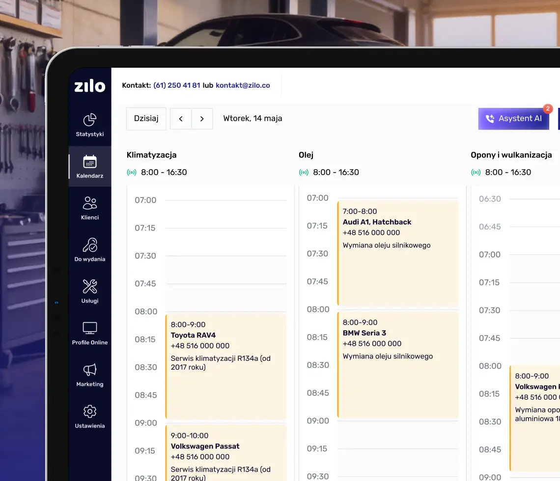 Przykładowe powiadomienie o nowej wizycie umówionej online wysłanej do właściciela warsztatu
