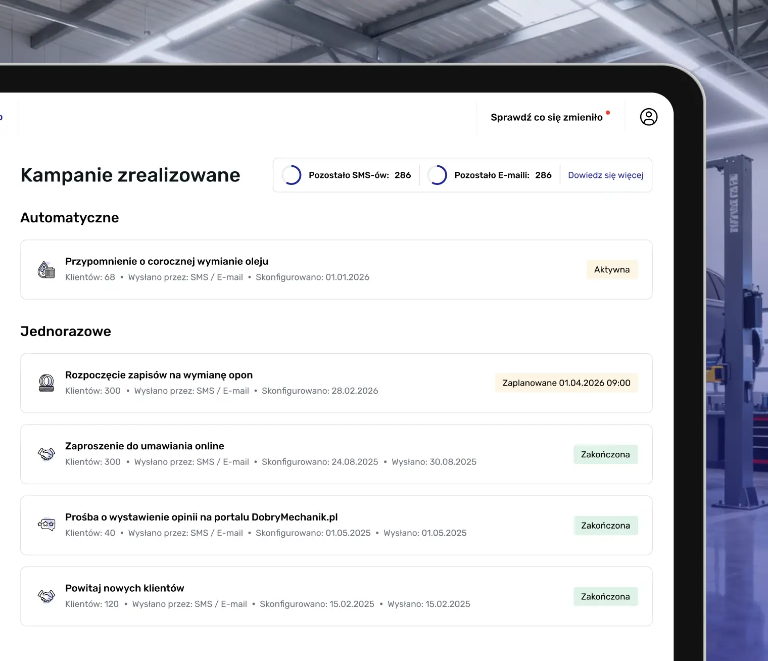 Terminarz warsztatu z wypełnionymi zleceniami umówionymi online przez DobryMechanik.pl