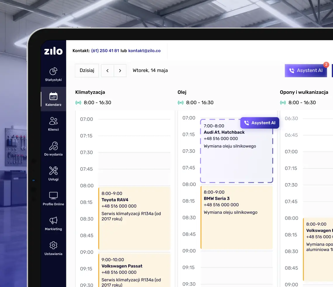 Przykładowe powiadomienie o nowej wizycie umówionej online wysłanej do właściciela warsztatu