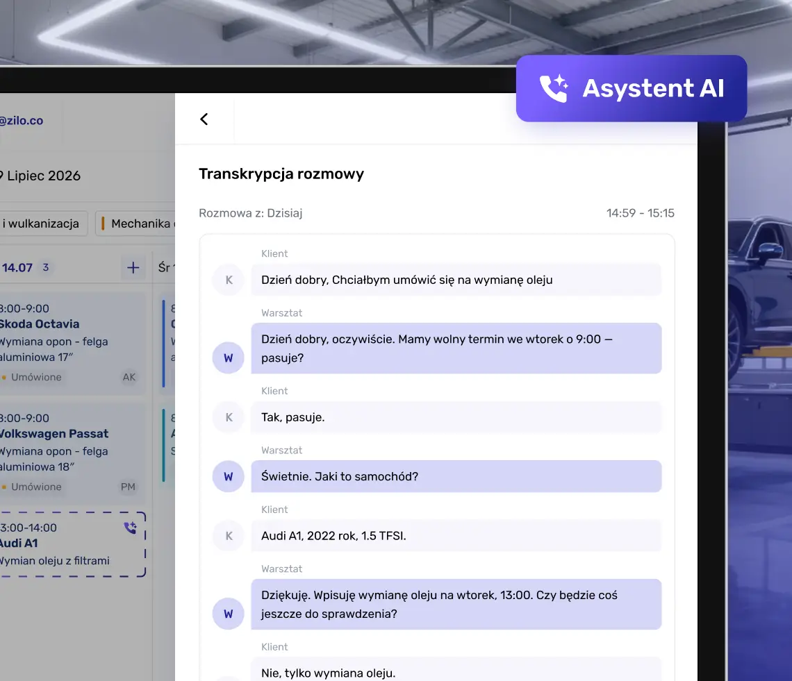 Przykładowe powiadomienie o nowej wizycie umówionej online wysłanej do właściciela warsztatu
