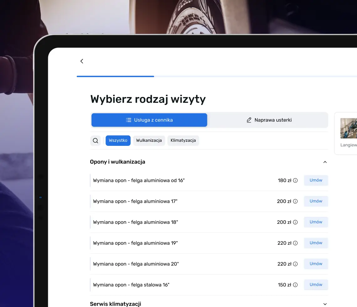 Terminarz warsztatu z wypełnionymi zleceniami umówionymi online przez DobryMechanik.pl