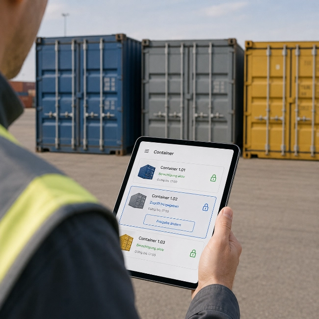 Mehrere ISO-Container digital verwalten und Zugriffsrechte gezielt pro Container steuern.
