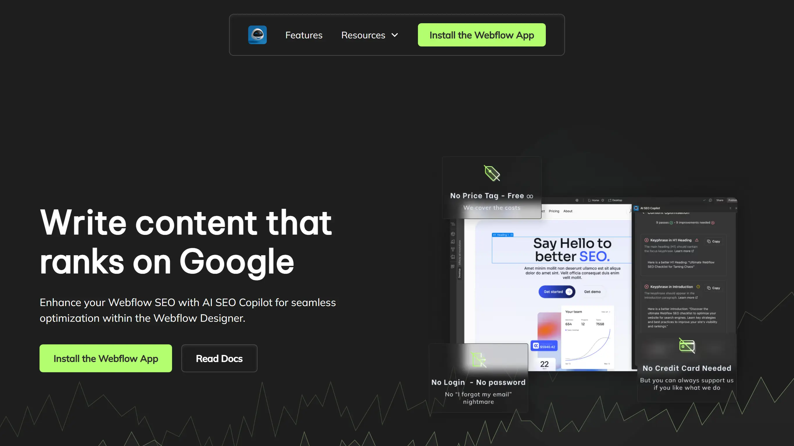 Screenshot of the homepage for AI SEO Copilot