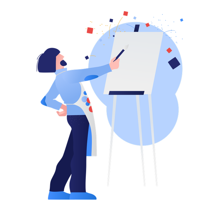 Ilustração de um instrutor dando uma aula