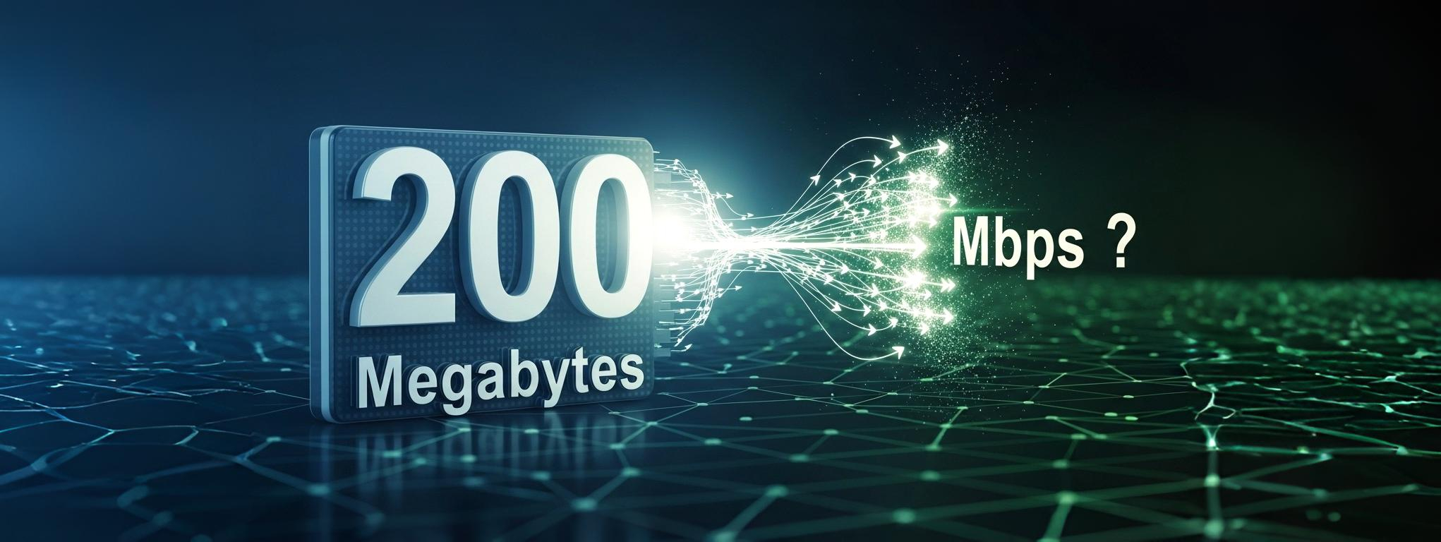 Representação digital pergunta se 200 megabytes equivalem a Mbps.