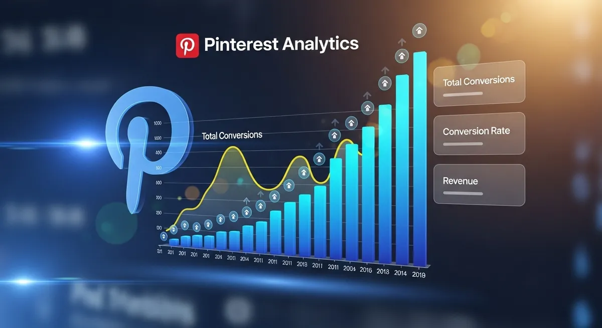 Painel Pinterest Analytics exibe gráfico de crescimento e métricas