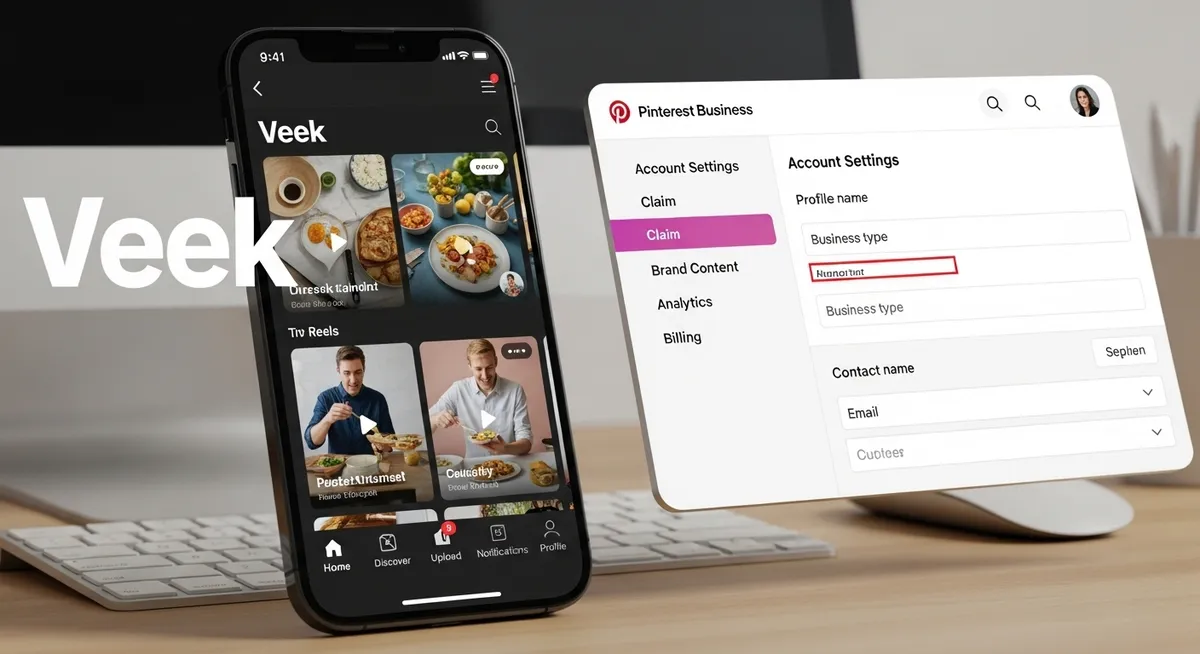 Smartphone mostra feed visual enquanto painel exibe conta business