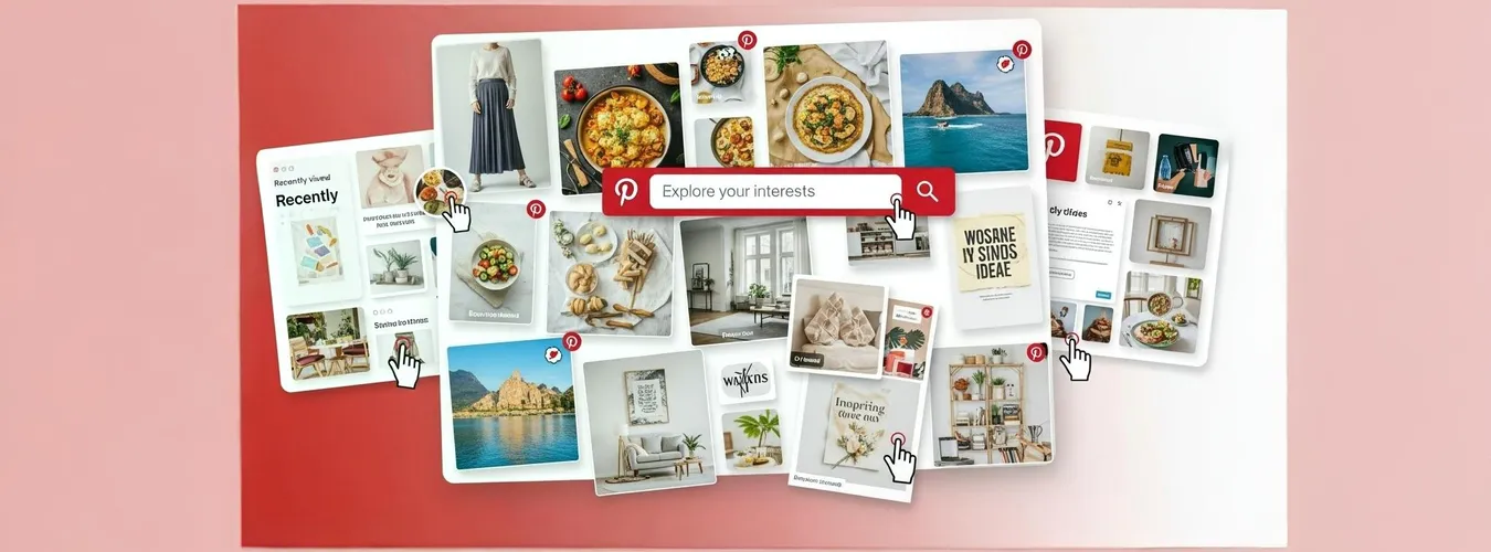 Painéis do Pinterest com ideias de moda comida e viagens exibidos