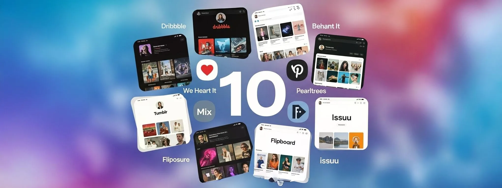 mosaico mostra dez plataformas visuais como dribbble tumblr issuu