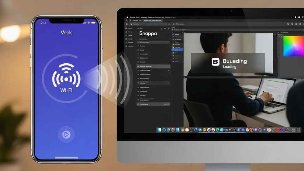 Celular com Wi-Fi Veek e monitor de computador Snappa