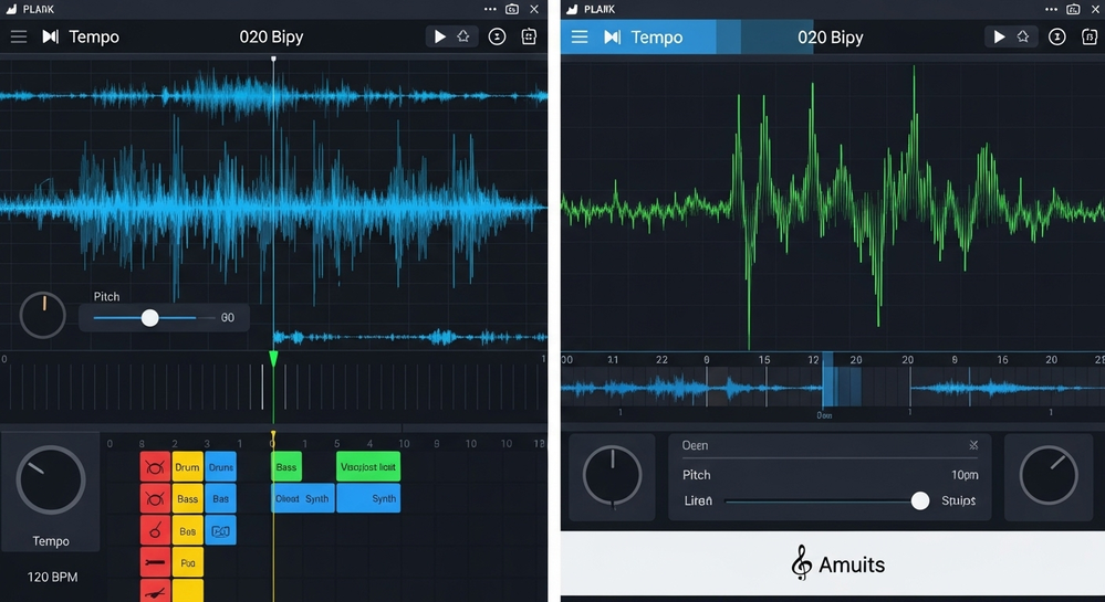 Interface de software de edição de áudio e ondas sonoras.
