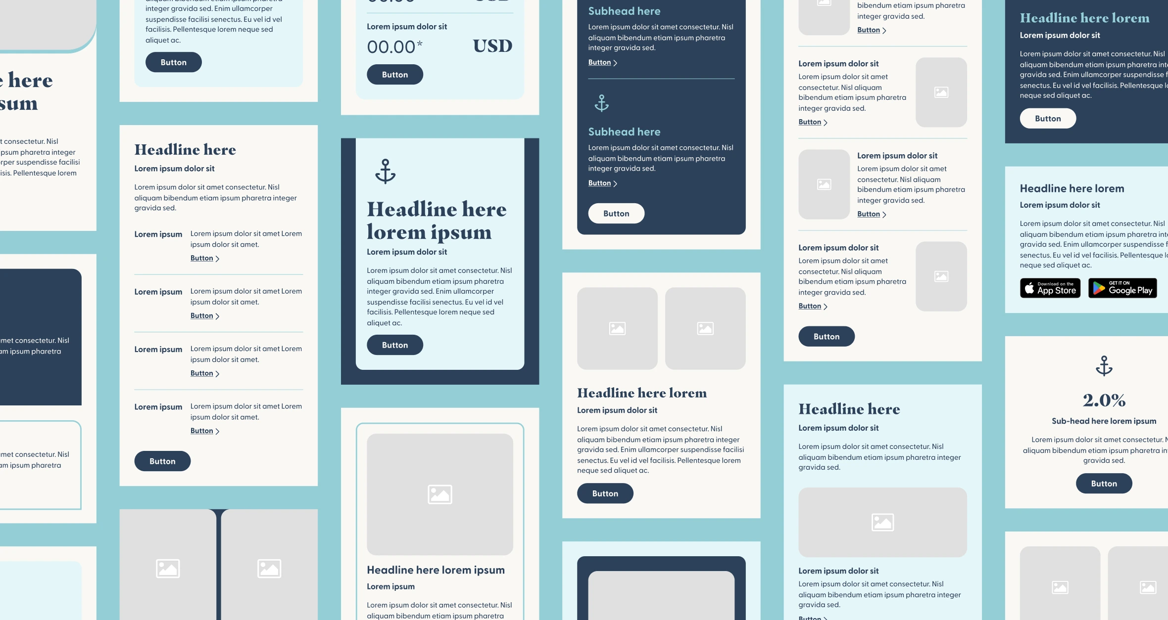Collage of template email modules