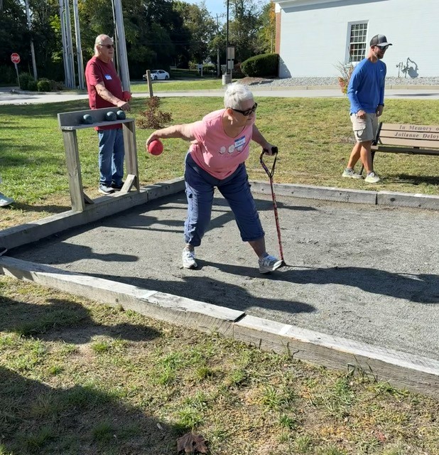 Honey playing Bocce