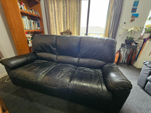 Black leather sofa
