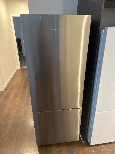 Stainless steel refrigerator.