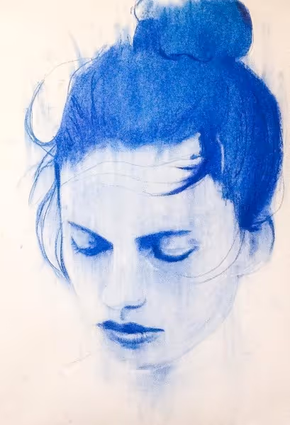 Blue I (mixed media on paper)