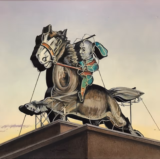 Neon Horse (oil on board, framed)