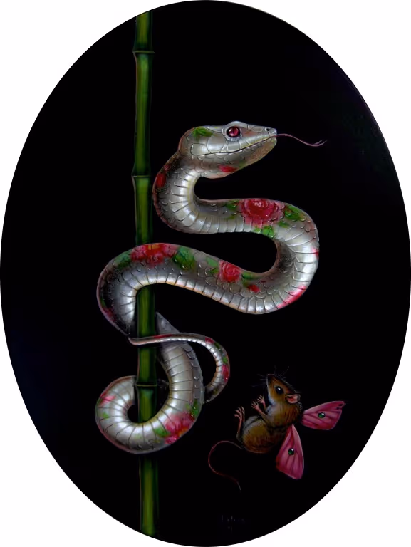 First Impressions, acrylic on oval board, 40x30cm