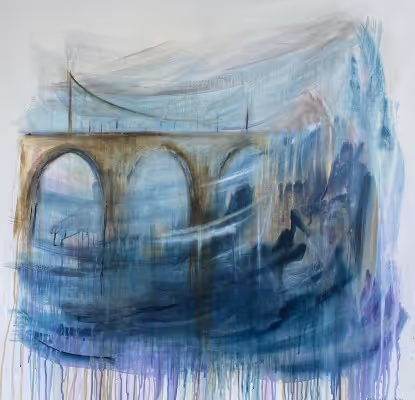 Arches in Space - Cargills Castle - Acrylic / mixed media on canvas 1000 x 1000 mm