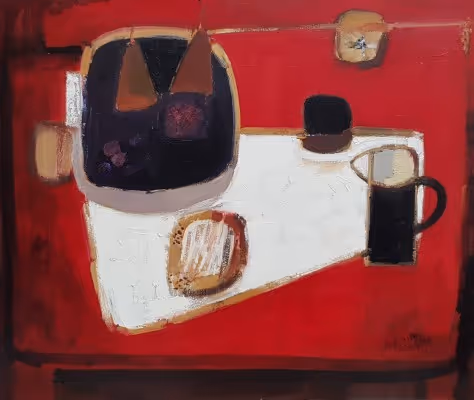 Red Table (605 x 760mm - oil)