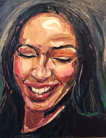 'Off the Record..' (oil on canvas, 86 x 110cm)