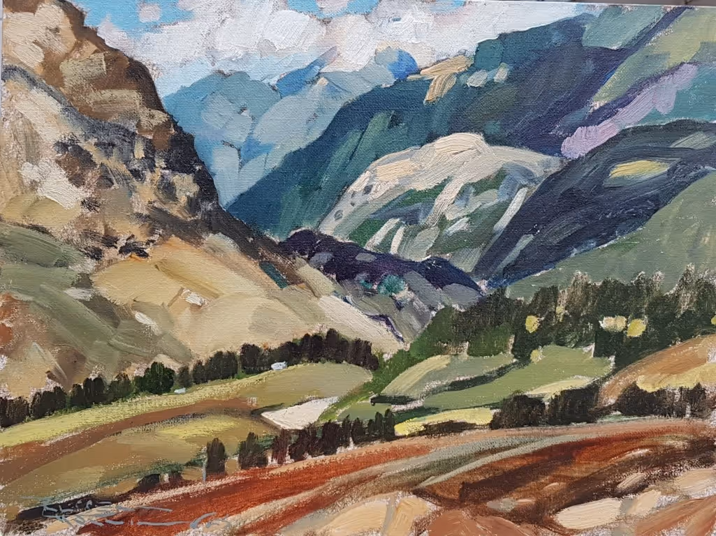 Mountain Landscape, Queenstown (en plein air, oil 295 x 395mm)