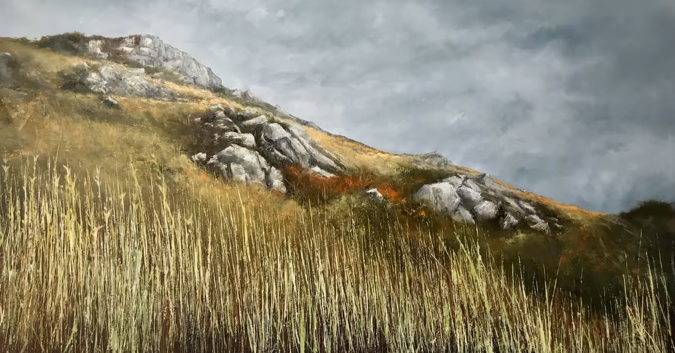 Where the Land Meets the Sky (oil on canvas, 90 x 179cm)