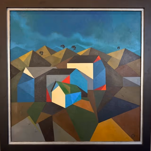 'Cubist Landscape' oil on canvas, 800 x 800mm