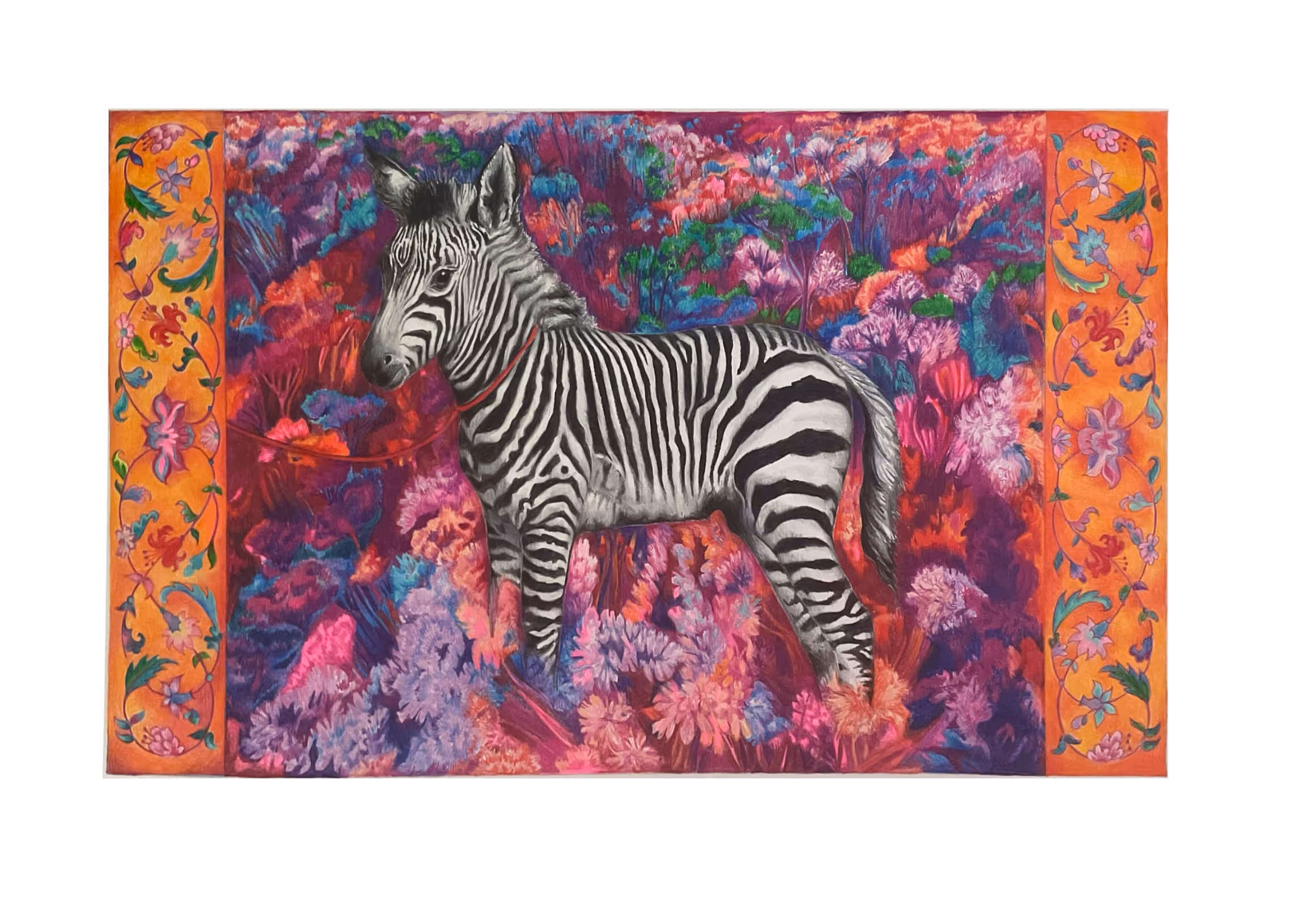 Homage to Mansur in Anzac Square Gardens Colour pencils 605mm x 660mm framed