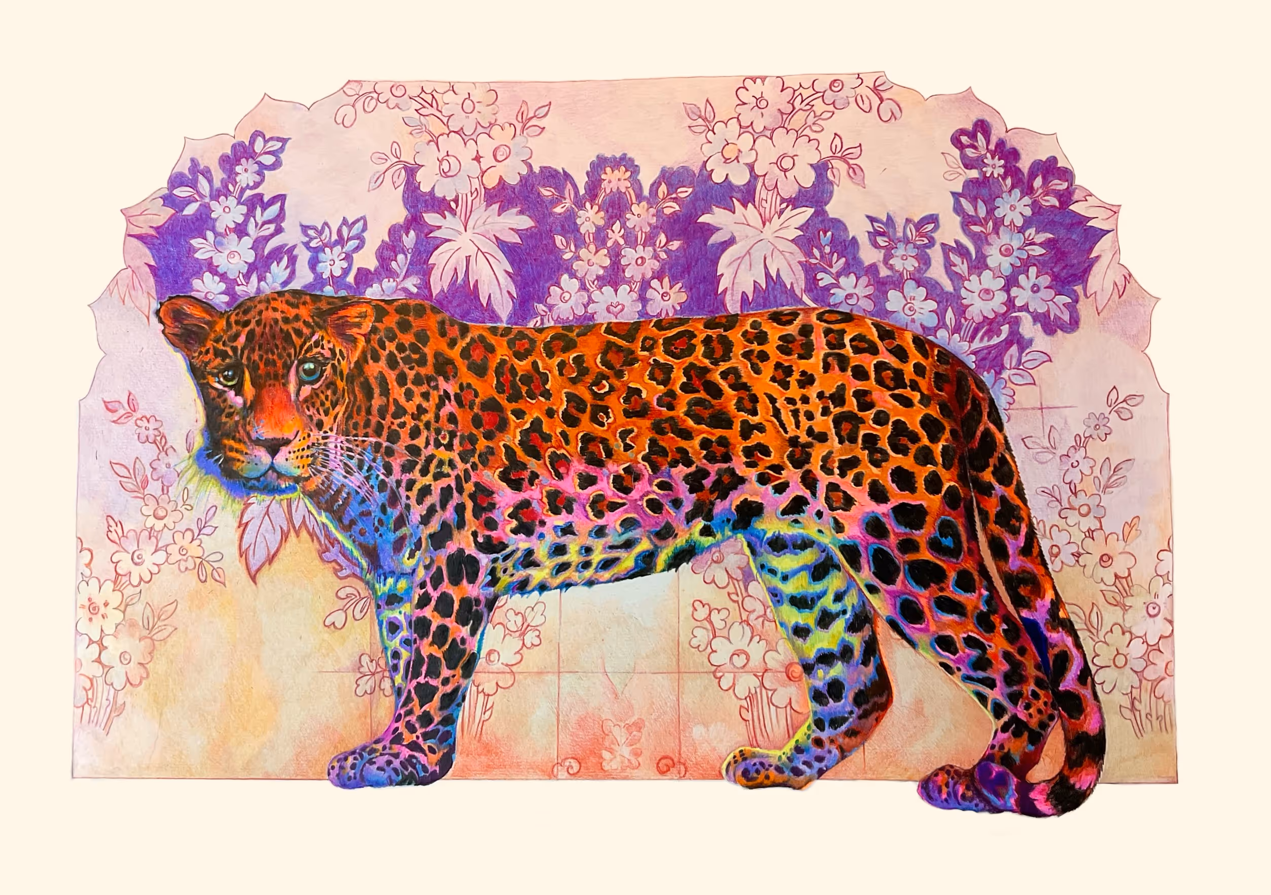 A page from the Pattern Book Colour Pencil 660mm x 930mm framed