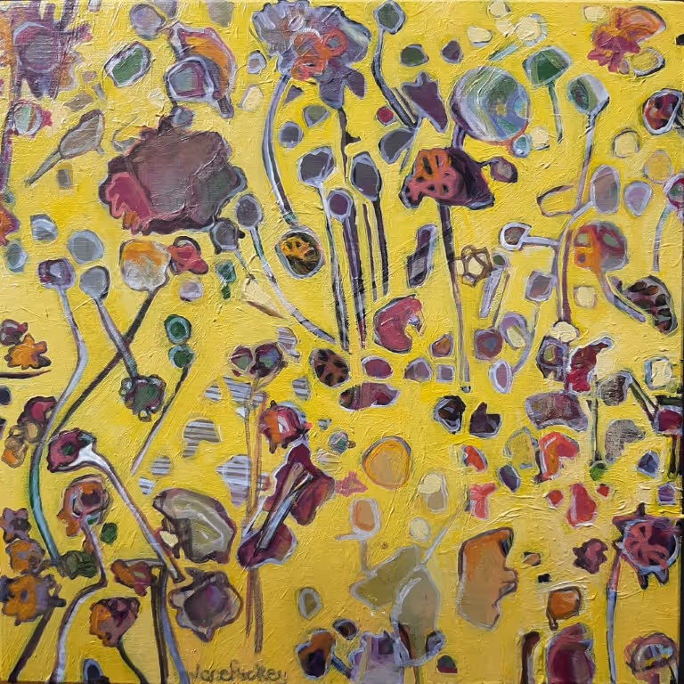 'Wild Flowers' acrylic on board, 200 x 200mm 