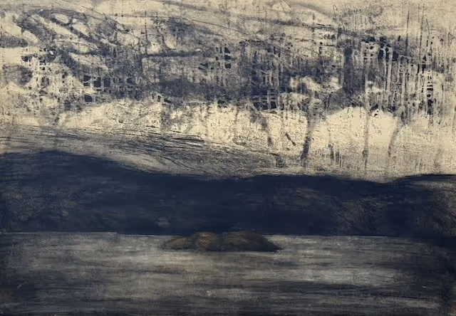 From Somes Island (Wellington Harbour) - hand-coloured intaglio print, 470 x 690mm uf 