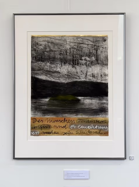 'Untitled' mixed media , 650 x 850 mm framed (One's darknesses and enlightment's make ones destiny" Johann Wolfgang von Goethe