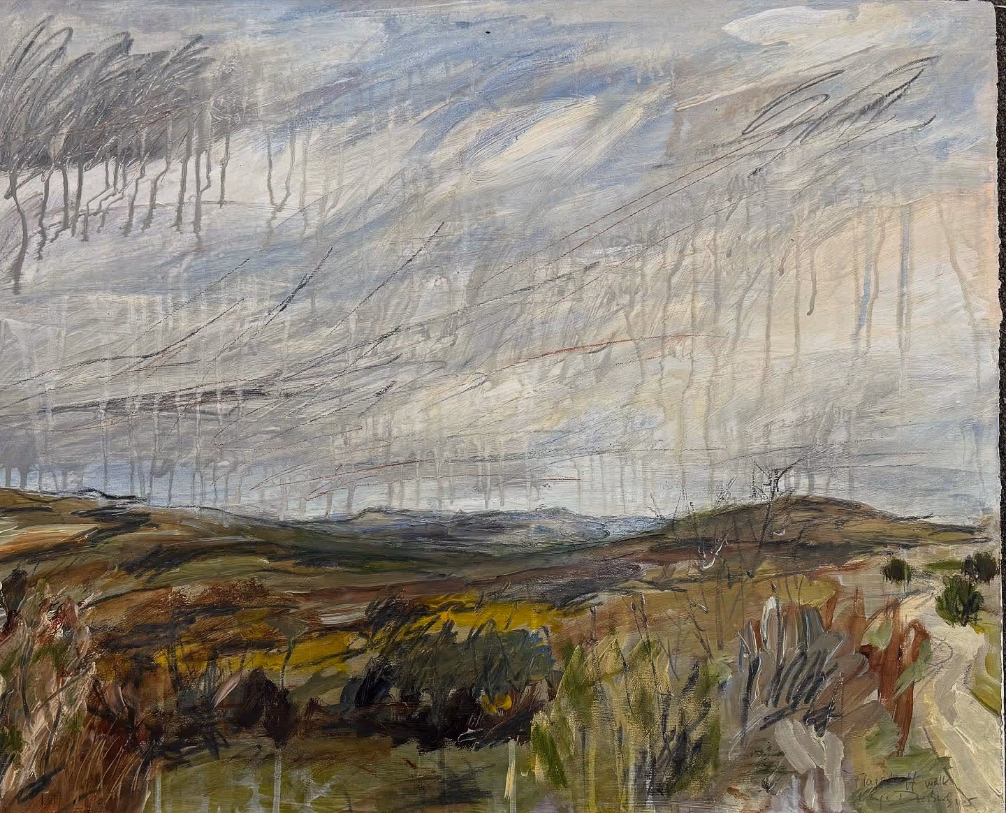 'Flagstaff Walk' mixed media on fine art paper (framed) 620 x 780mm