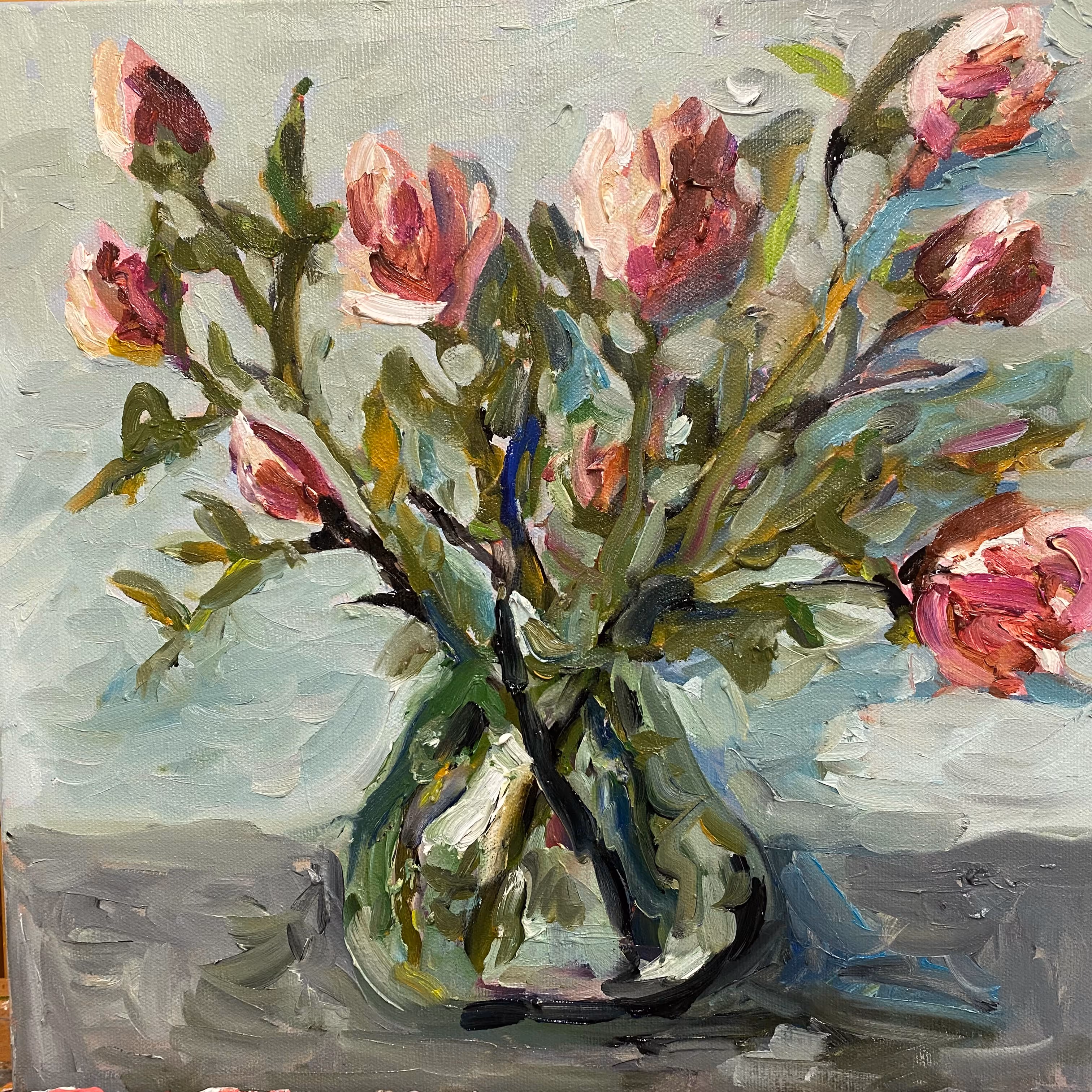 'Magnolias' (Oil on Canvas, 380 x 380mm)