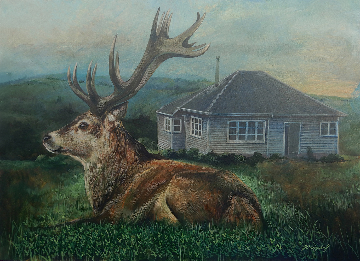 'First Light' acrylic on aluminium, 540 x 395 mm plus frame 