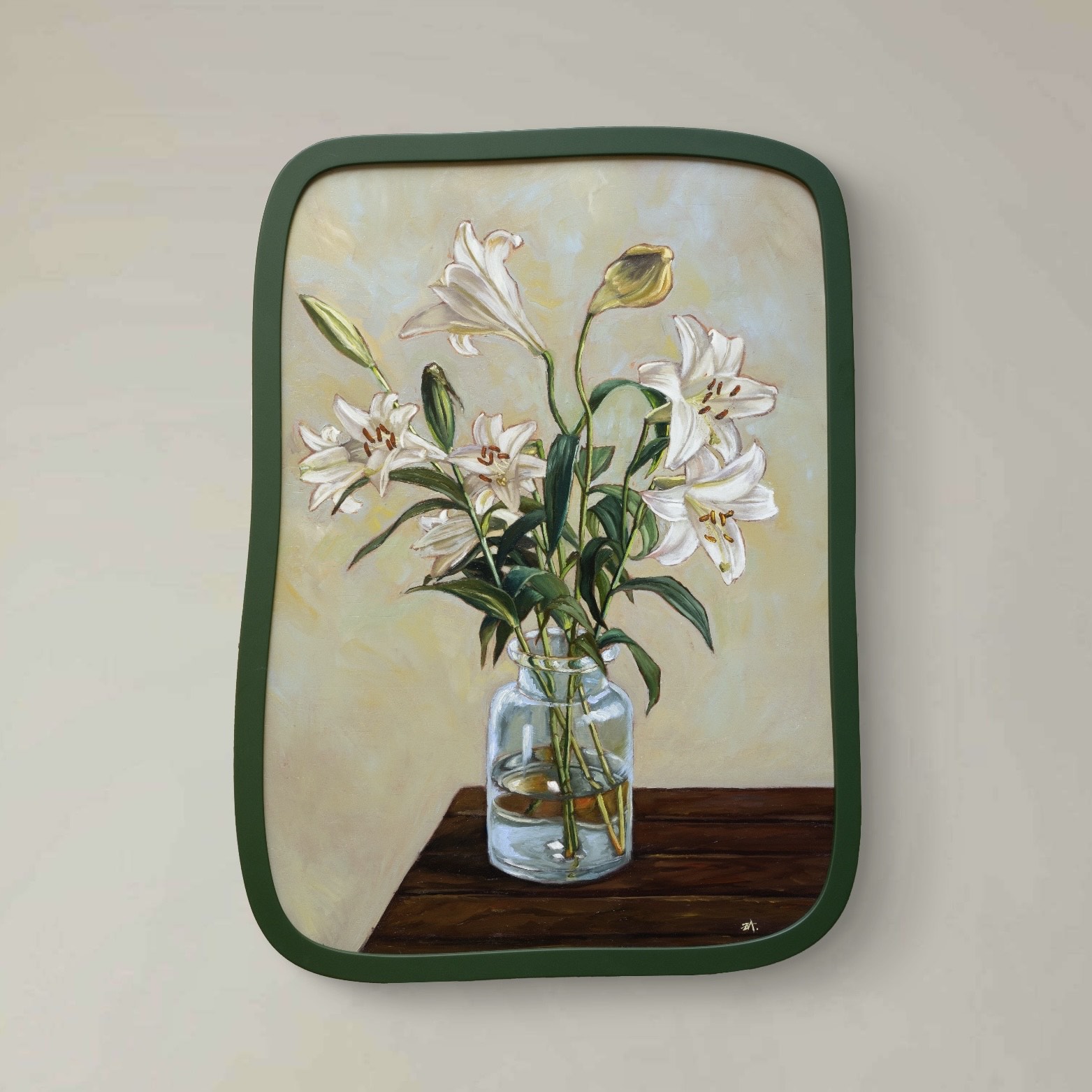 "Dawn Lilies"  43x60cm  (oil on panel - framed ) 