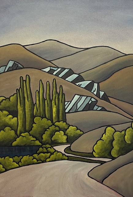 'Road to Lye Bow' acrylic on canvas 455 x 600 mm 