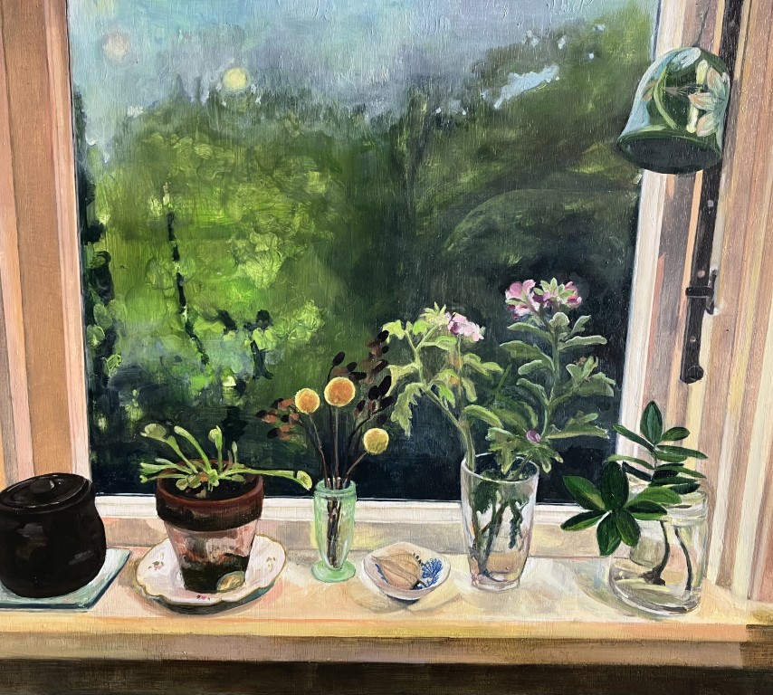 Anna Perry "Sunday, 7:02am" -  oil on board (347mm x 398mm plus frame) 