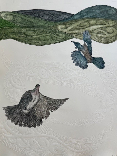  "Otepoti II' etching on hand-embossed fine art paper, 560 x 760 mm plus frame (edition of five) 