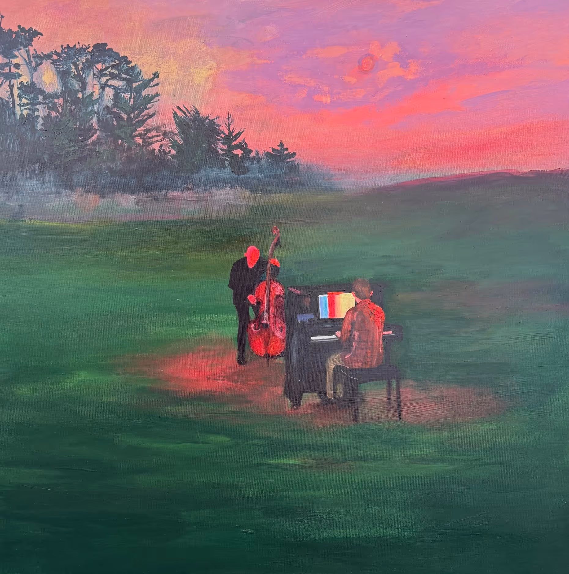 Sharon Singer "Melodies for Birds" oil on canvas (770 x 770 mm)