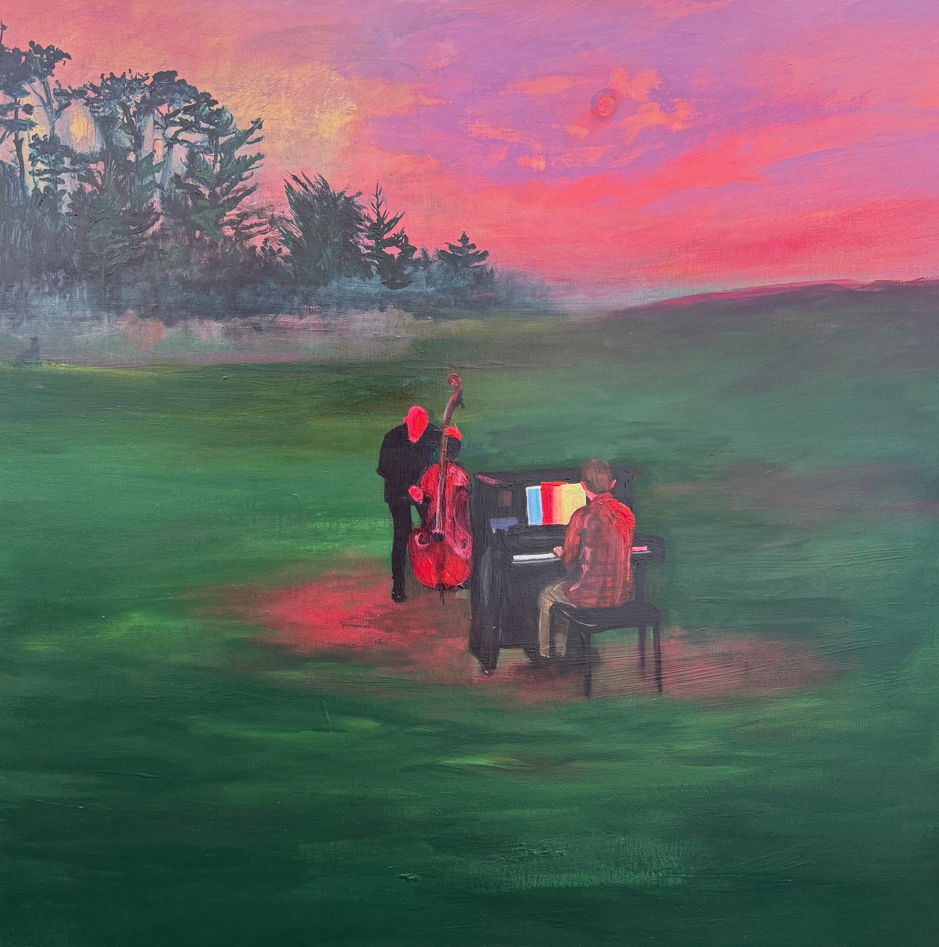 Sharon Singer "Melodies for Birds" oil on canvas (770 x 770 mm) 