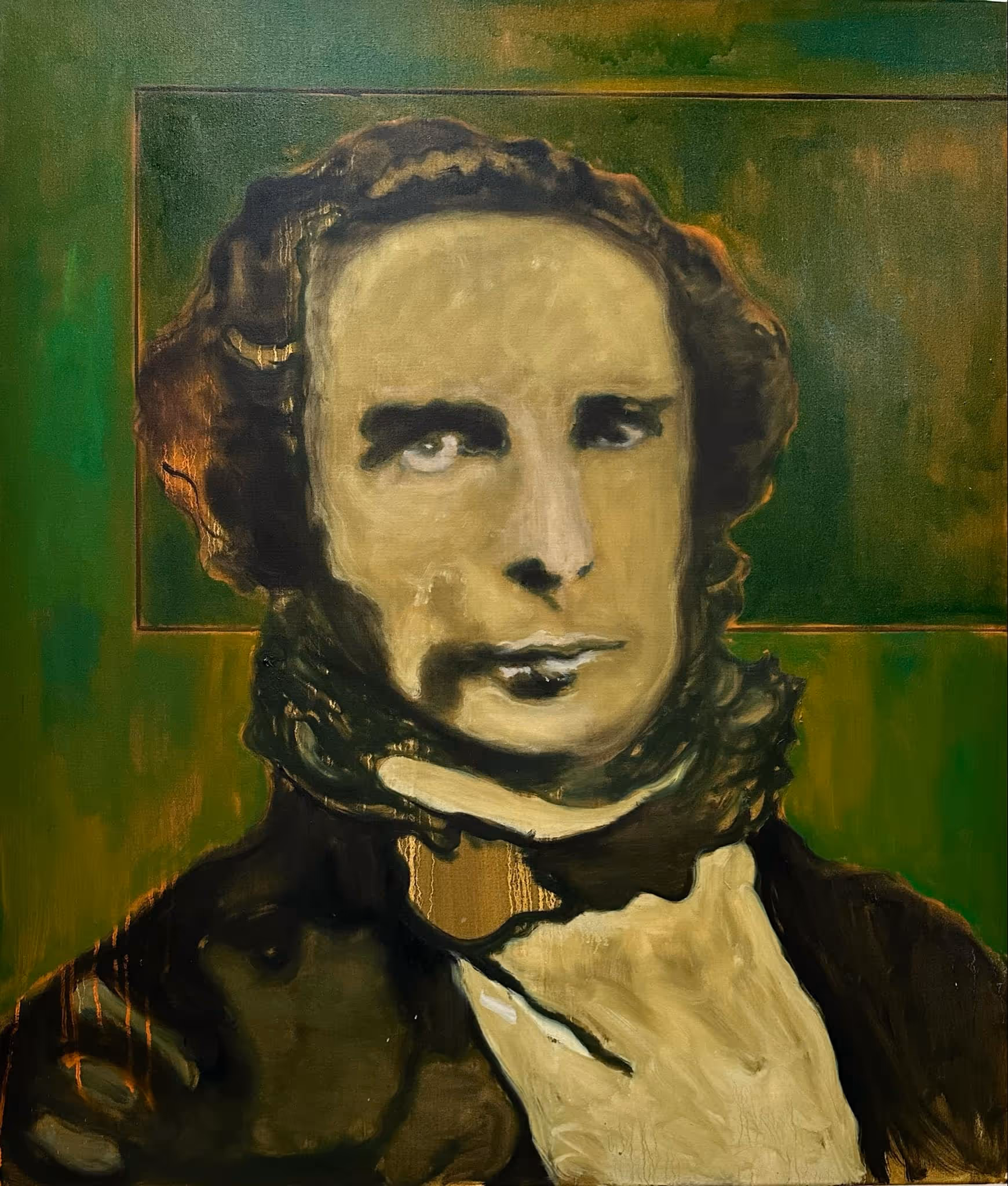 Pete Wheeler "‘ Old Charlie‘ - Oil and oil stick On canvas (100cm x 85cm - A portrait of Charles Henry Kettle who first surveyed Dunedin and planned the Green Belt.