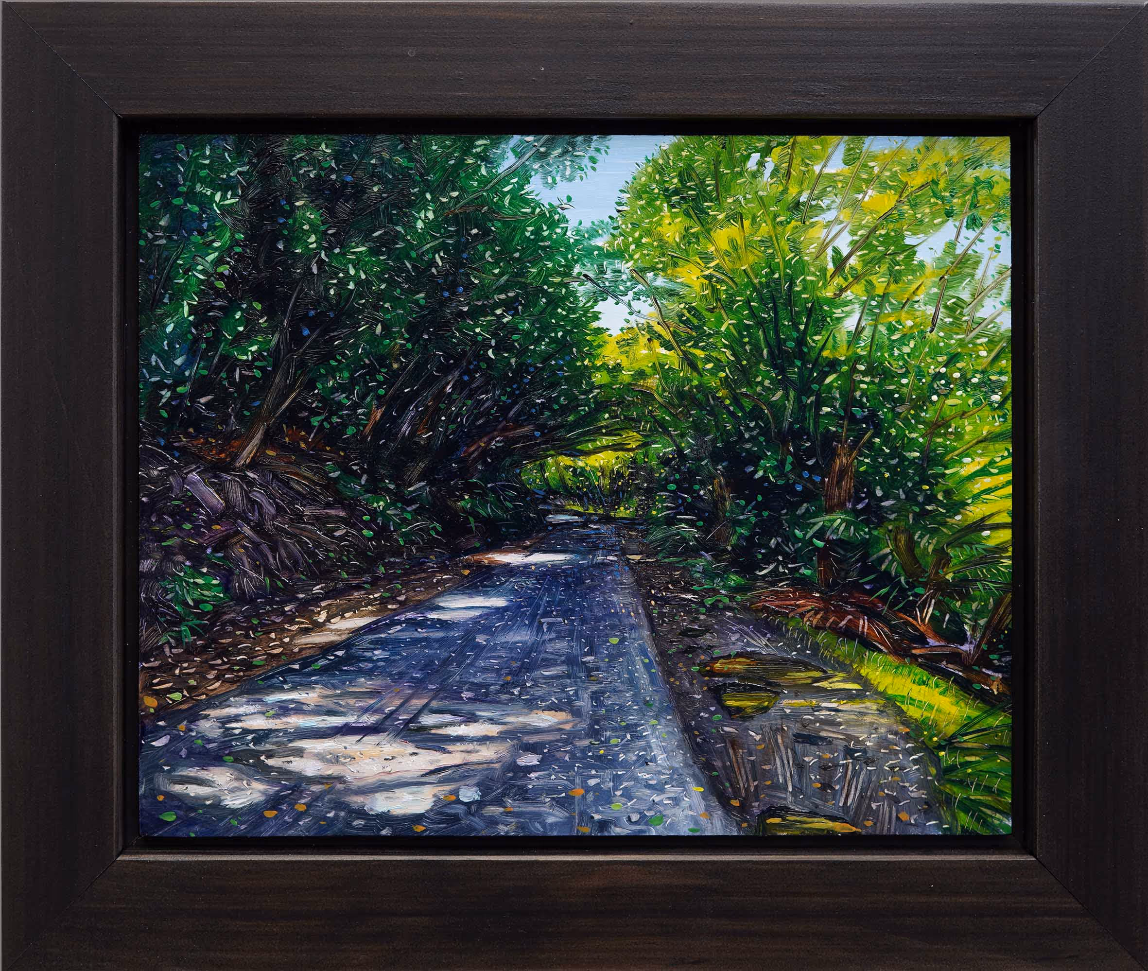 'Queens Drive, late night park up" (oil on panel, framed 390 x 330mm) 