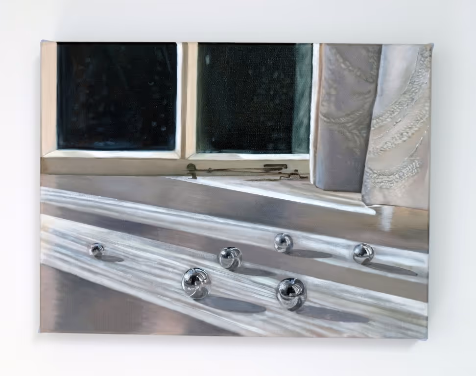 'Light on Ball Bearings', oil on linen 440 x 300 mm 