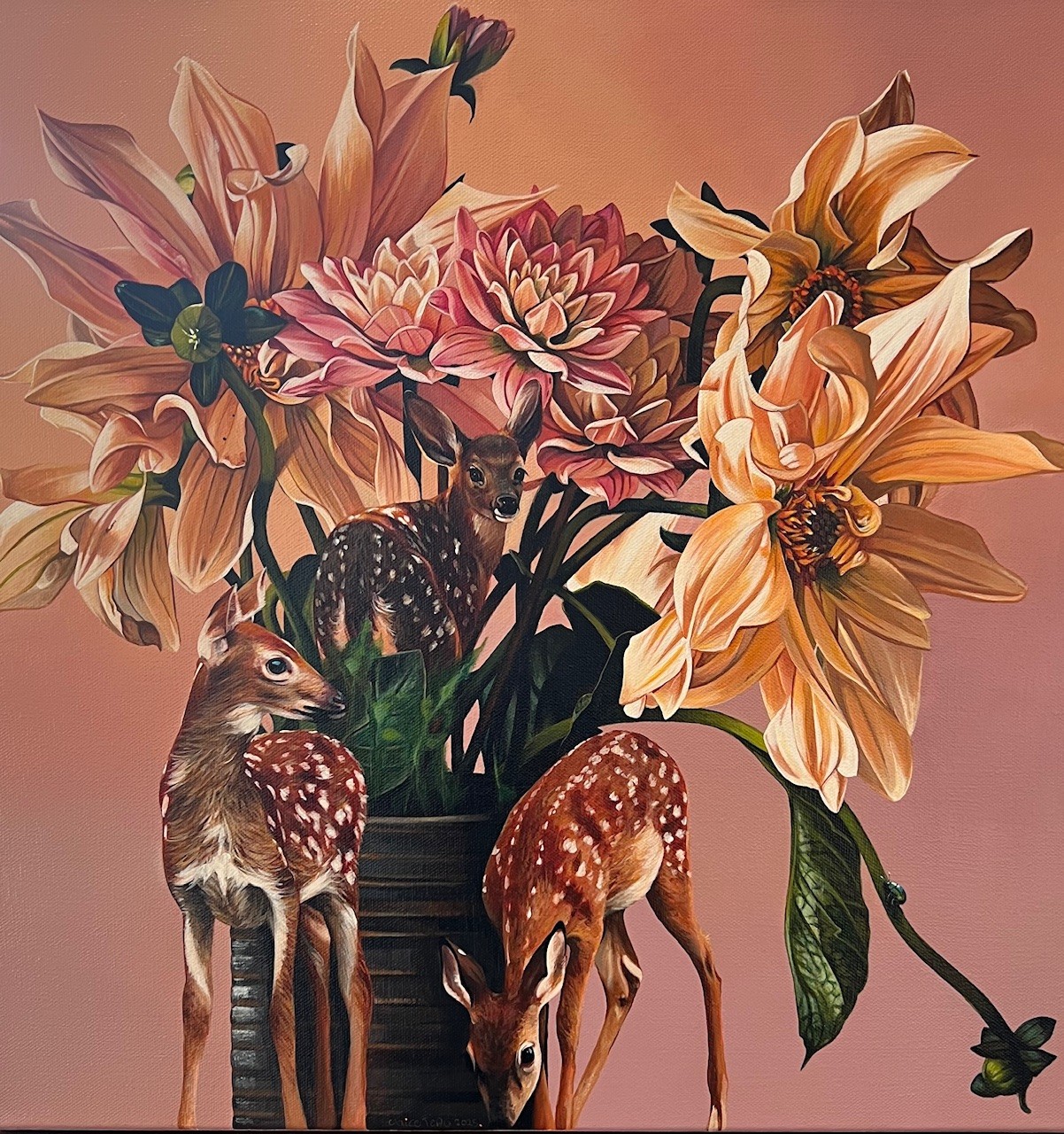 'Forest Friends' acrylic on canvas (460 x 460 plus tray frame) 